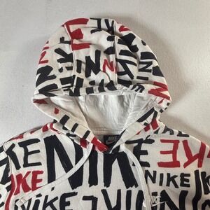Nike All Over Print Hoodie Men's Medium White Red Black AOP